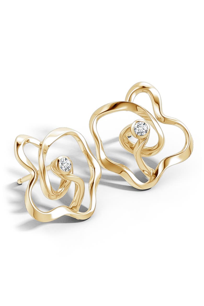 Natori Sakura Diamond Flower Stud Earrings, Alternate, color, YG
