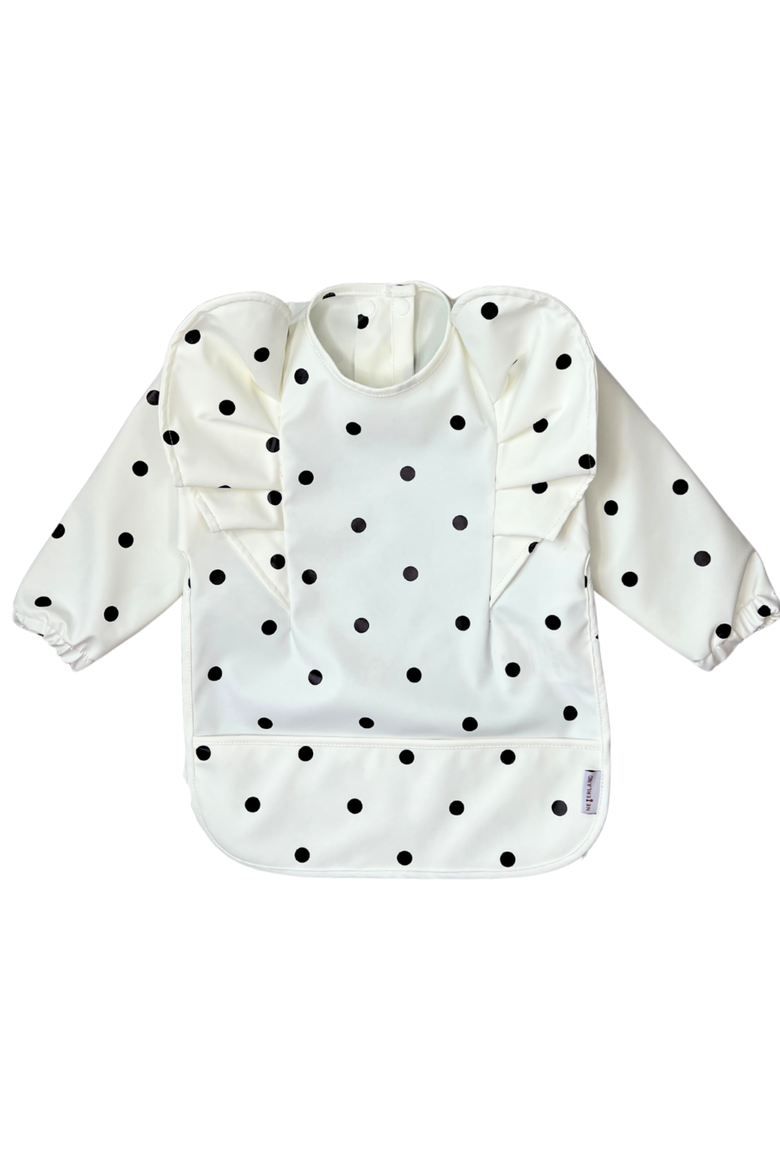 Classic Low-Pocket Ruffle Long Sleeve Bib Smock, Main, color, Polka Dot (6m-24m)