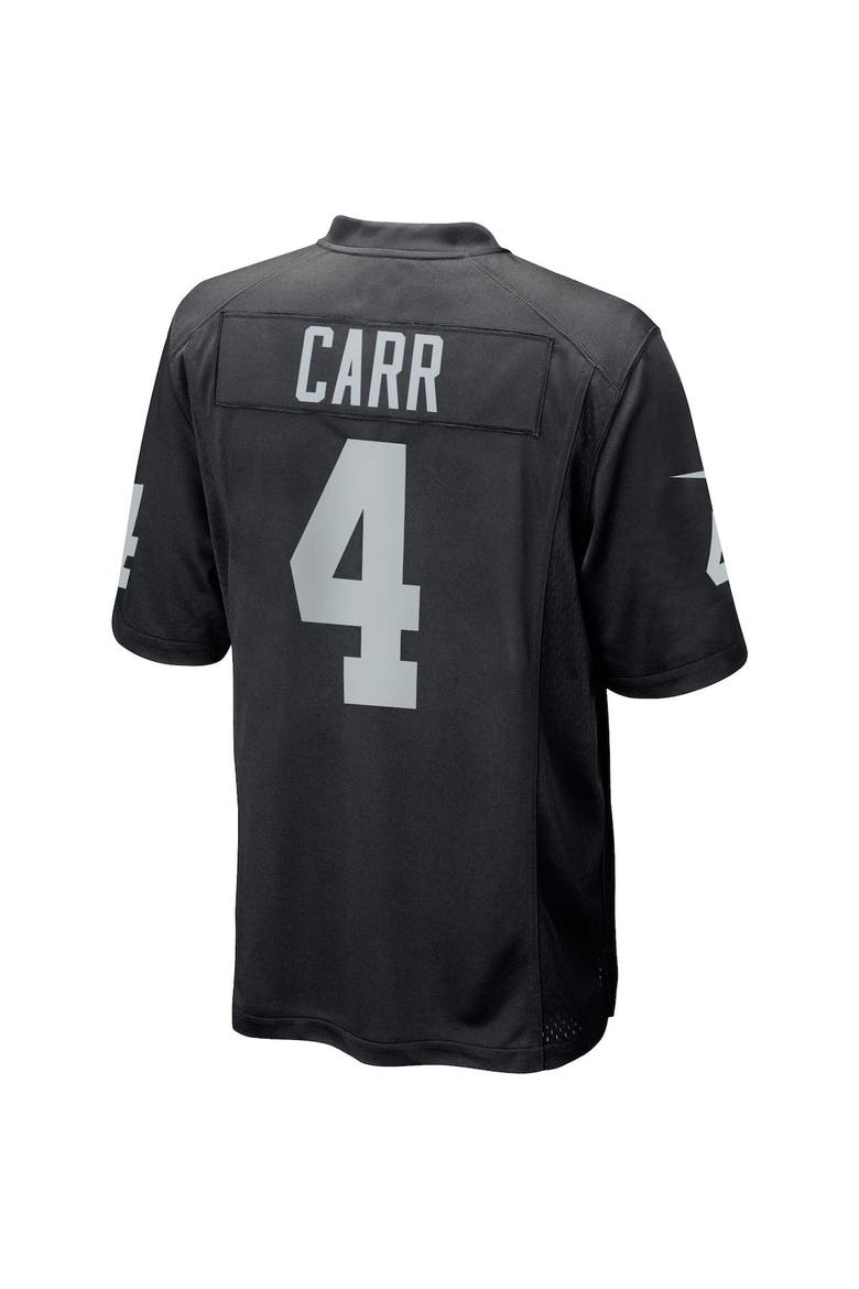 Men's Las Vegas Raiders Derek Carr Nike Black Game Player Jersey, Alternate, color, BLACK