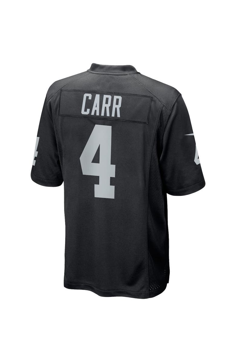 Nike Men's Las Vegas Raiders Derek Carr Nike Black Game Player Jersey, Alternate, color, 