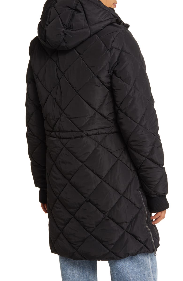 Lucky Brand Quilted Hooded Coat, Alternate, color, 