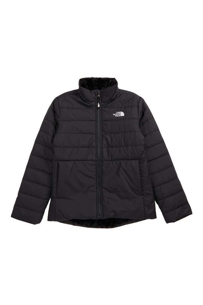 Kids' Mossbud Swirl Reversible Water Repellent Jacket, Main, color, TNF BLACK