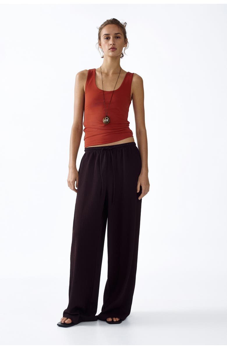 H&M Wide Pull-on Trousers, Alternate, color, Dark Brown