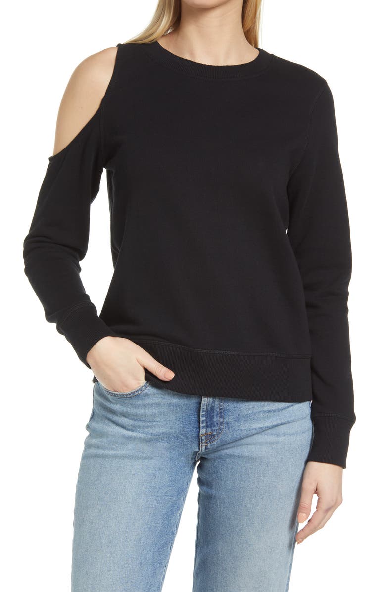 1.STATE Shoulder Cutout Crewneck Cotton Top, Main, color,