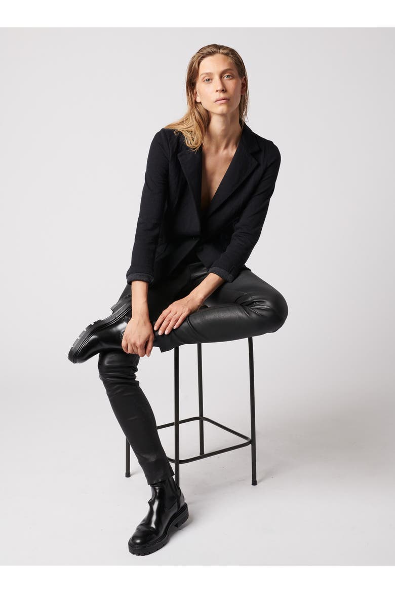 Cotton Cashmere Double Face One Button Blazer, Alternate, color, NOIR / GRIS CHINE