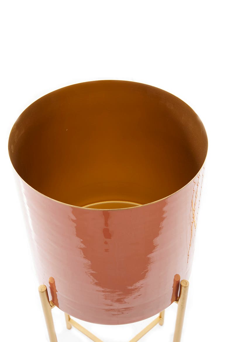 Orange Metal Contemporary Planter with Removable Stand, Alternate, color, ORANGE