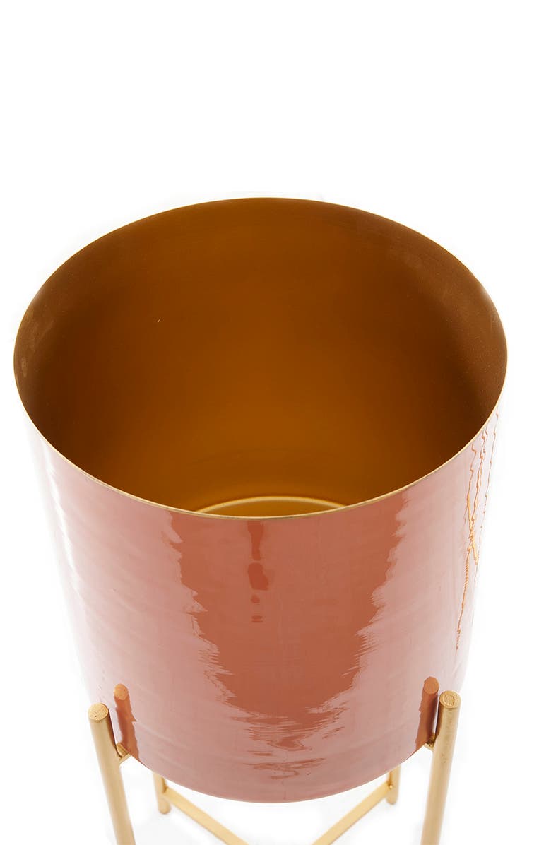COSMO BY COSMOPOLITAN Orange Metal Contemporary Planter with Removable Stand, Alternate, color, Orange