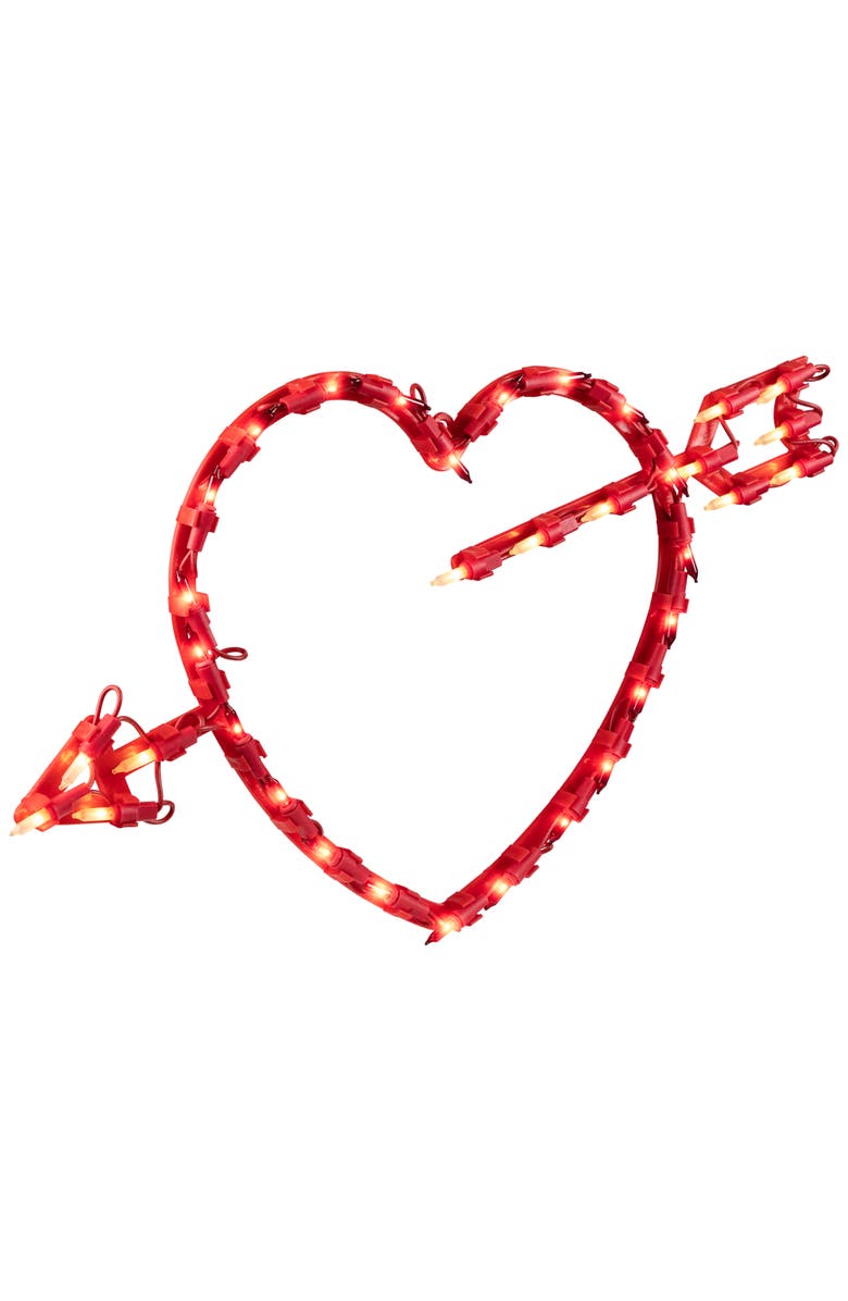 Northlight Lighted Heart and Arrow Valentine's Day Window Silhouette - 17" - Red, Alternate, color, Red