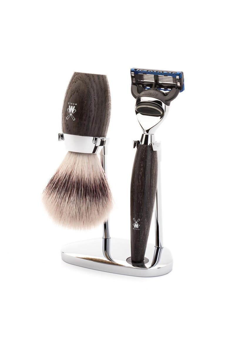 MÜHLE Kosmo Bog Oak 3-Piece Silvertip Fiber & Fusion Shaving Set, Main, color, Bog Oak