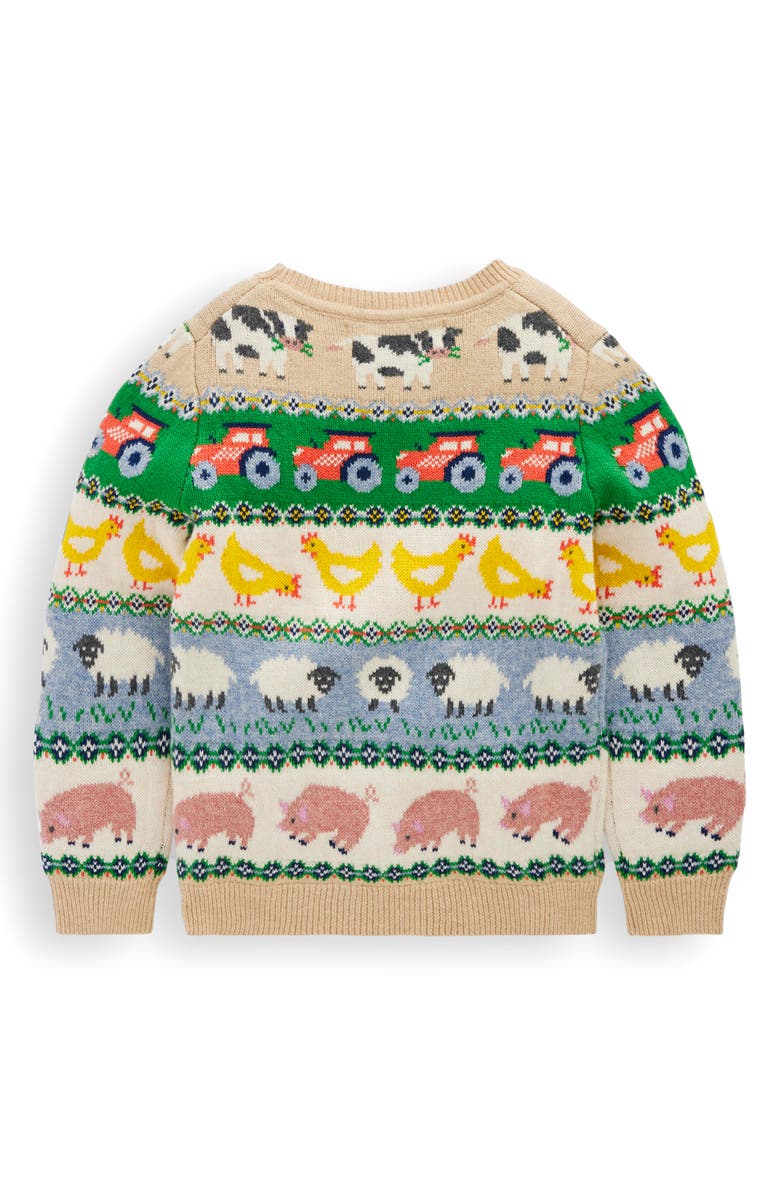 Mini Boden Kids' Farm Fair Isle Sweater, Alternate, color, Farm