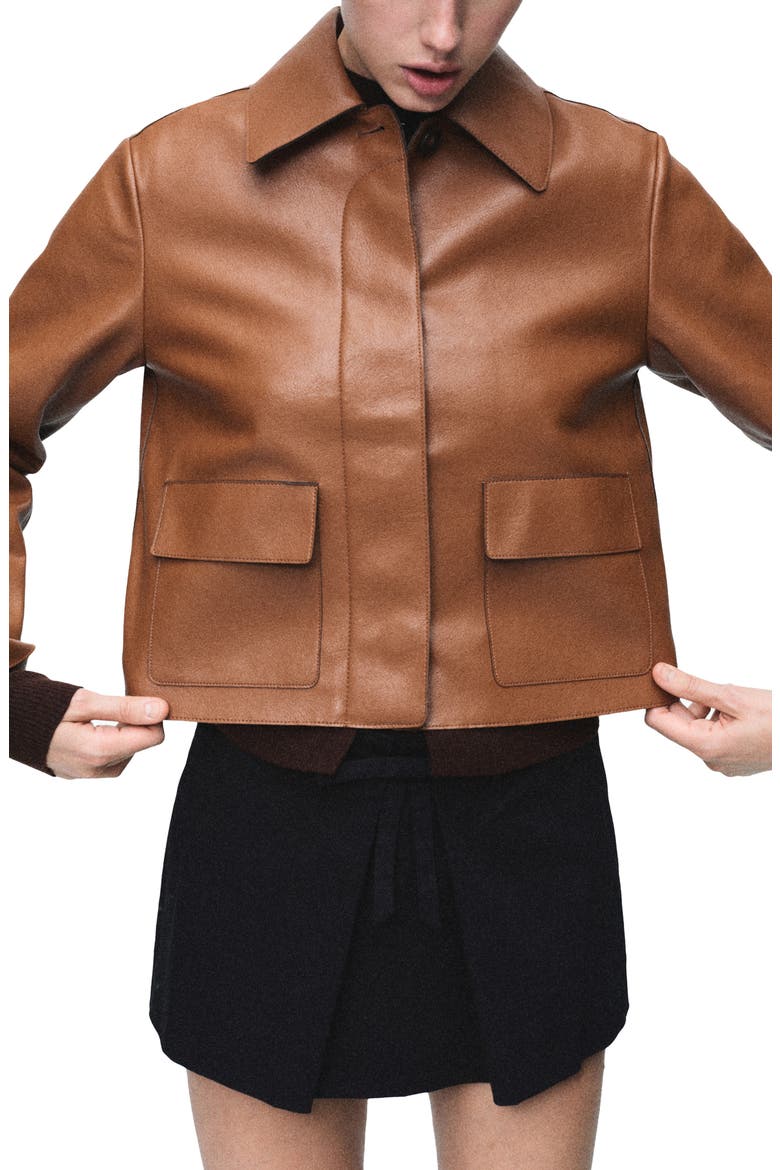 Sabina Faux Leather Jacket, Main, color, MEDIUM BROWN
