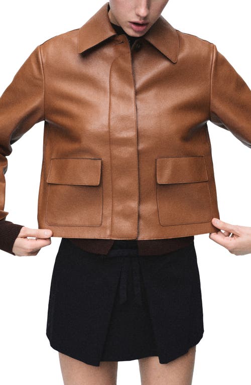 Mango Sabina Faux Leather Jacket In Brown