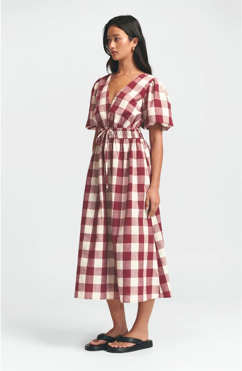 ST MRLO Rowley Midi Dress, Alternate, color, Berry Gingham