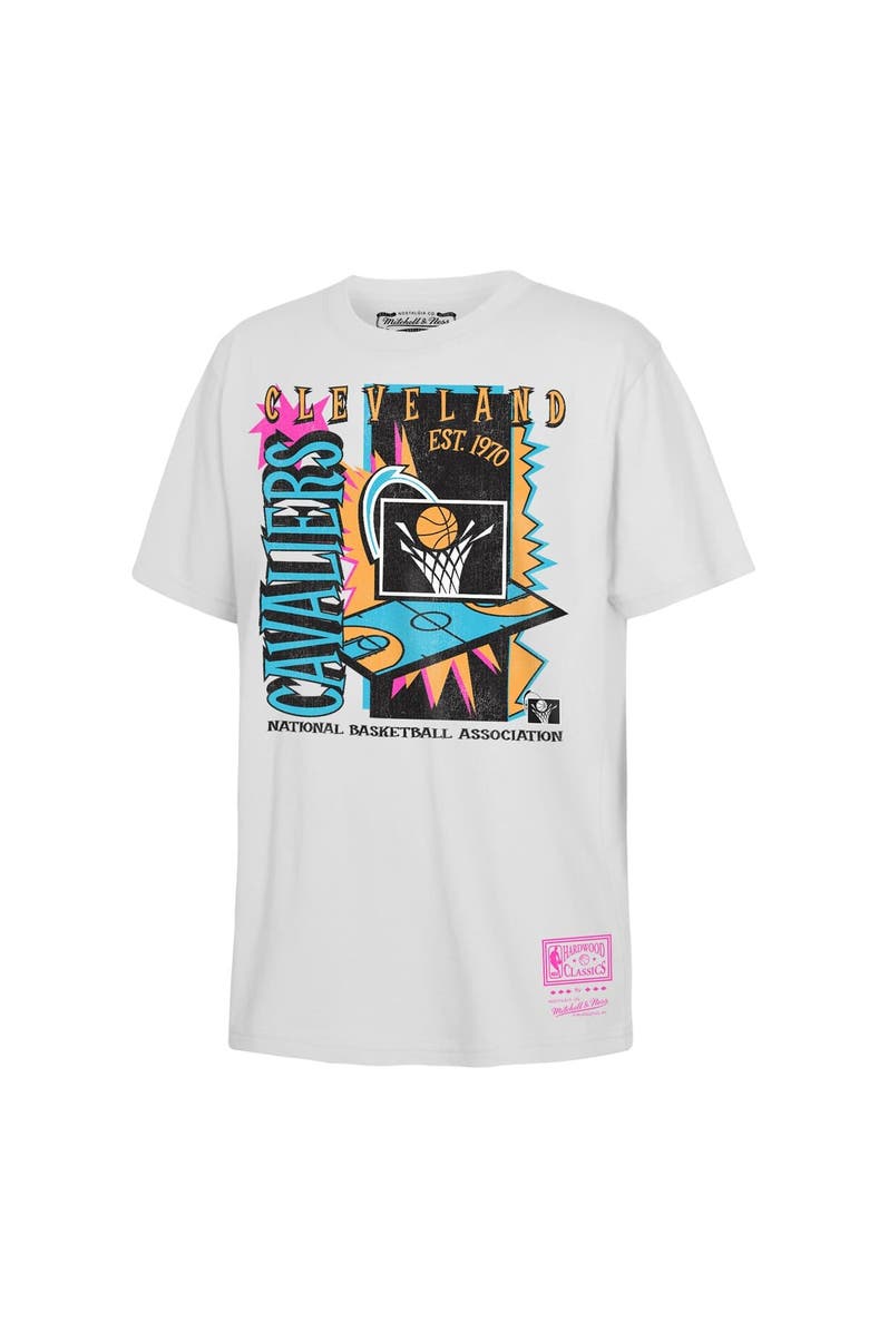 Mitchell & Ness Youth Mitchell & Ness  White Cleveland Cavaliers Neon Court Shock T-Shirt, Main, color, White
