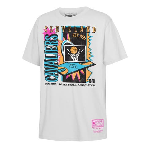 Youth Mitchell & Ness  White Cleveland Cavaliers Neon Court Shock T-Shirt