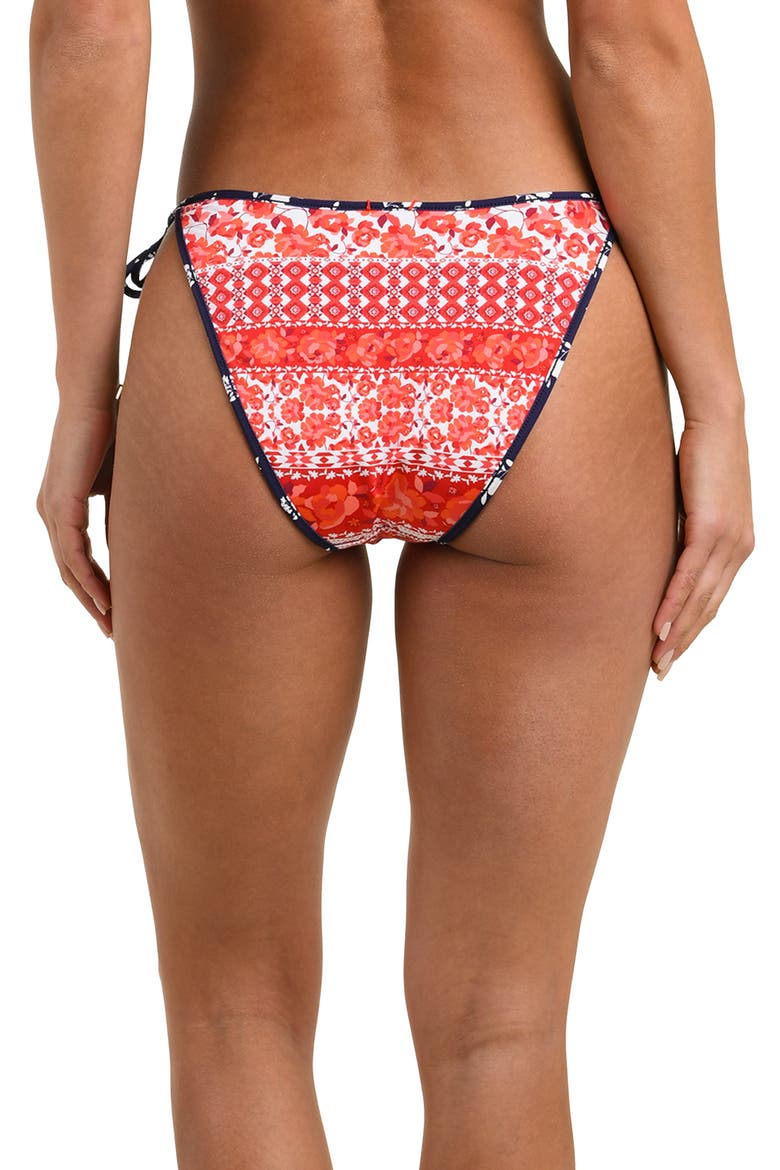 Flowers & Stripes Reversible Side Tie Bikini Bottoms, Alternate, color, RED MULTI
