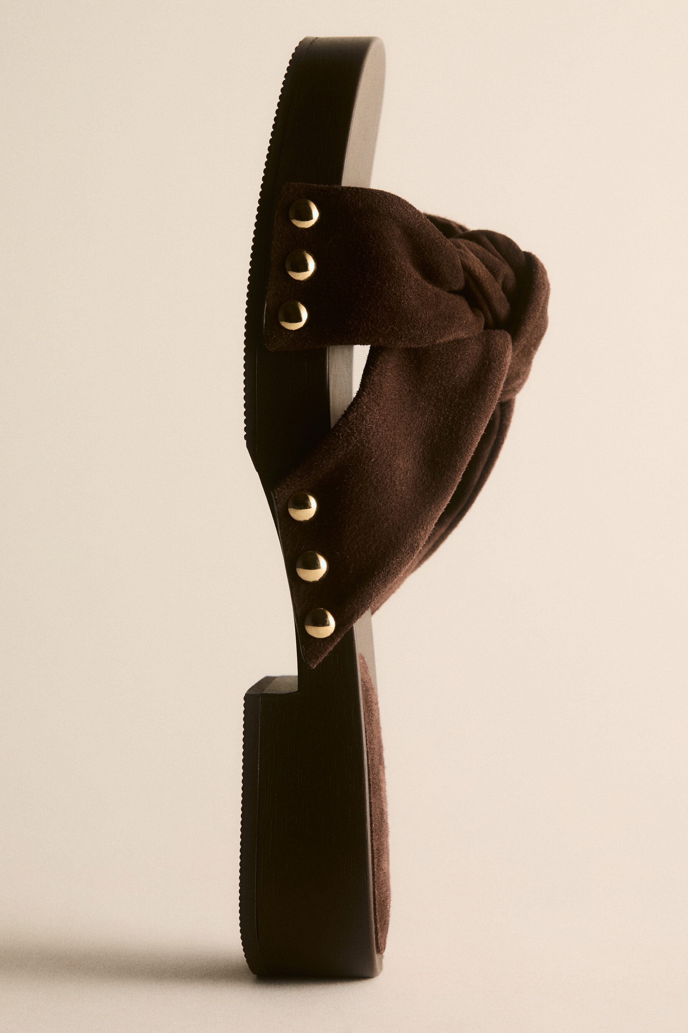 H&M Suede Sandals, Alternate, color, Dark Brown