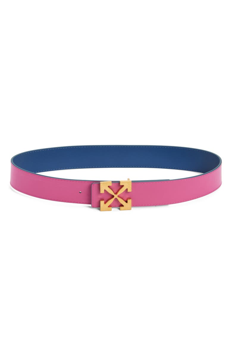 Off-White Arrow Buckle Leather Belt, Alternate, color, Black Blue And Pink