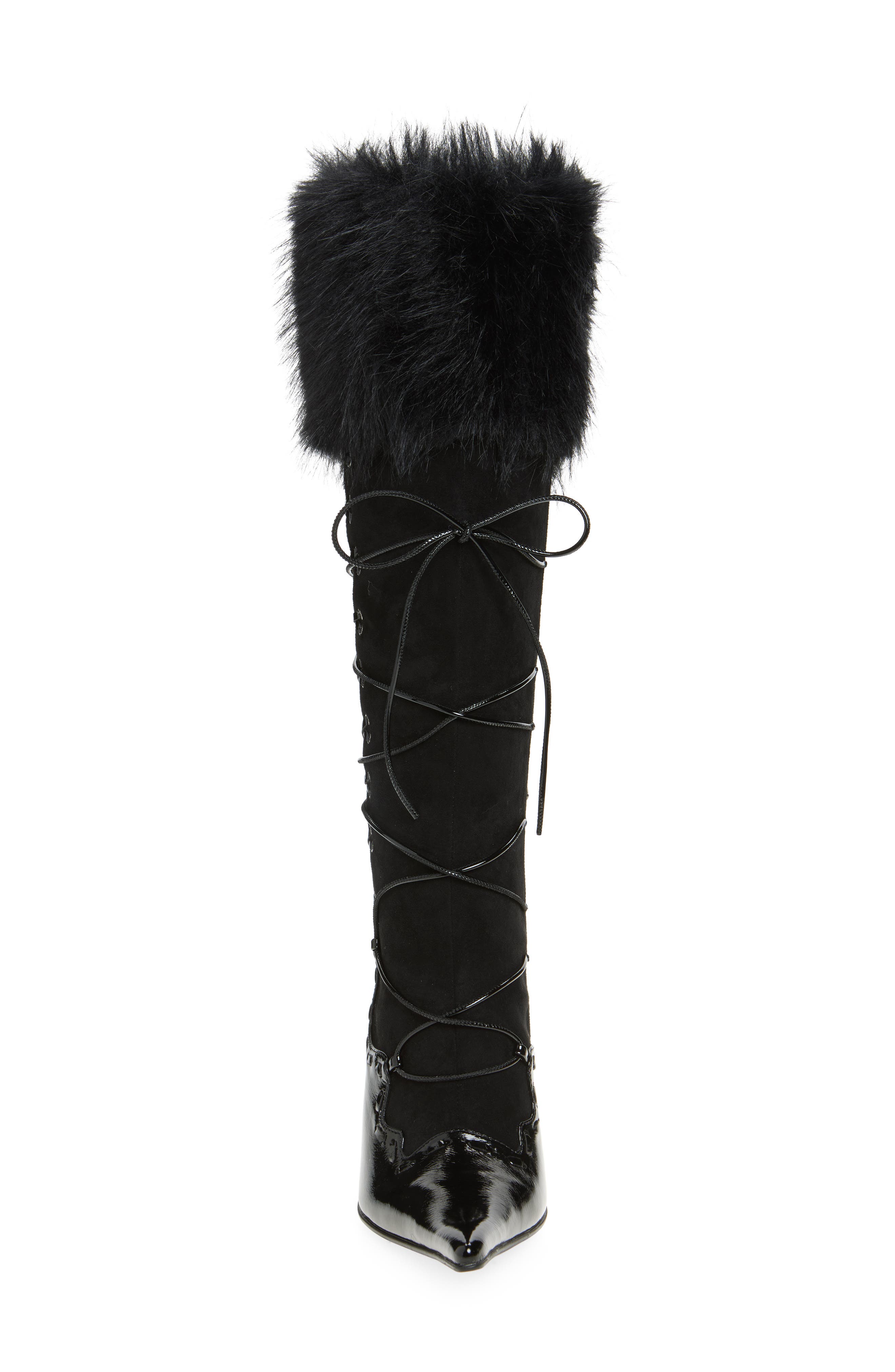 Jeffrey Campbell Verbier Knee High Boot, Alternate, color, Black Patent Combo