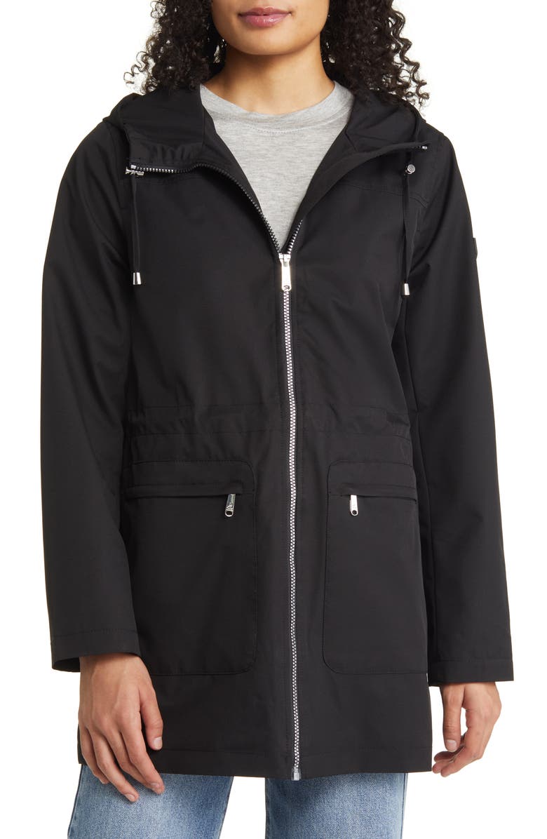 Sam Edelman Patch Pocket Hooded Water Repellent Rain Jacket, Main, color, 