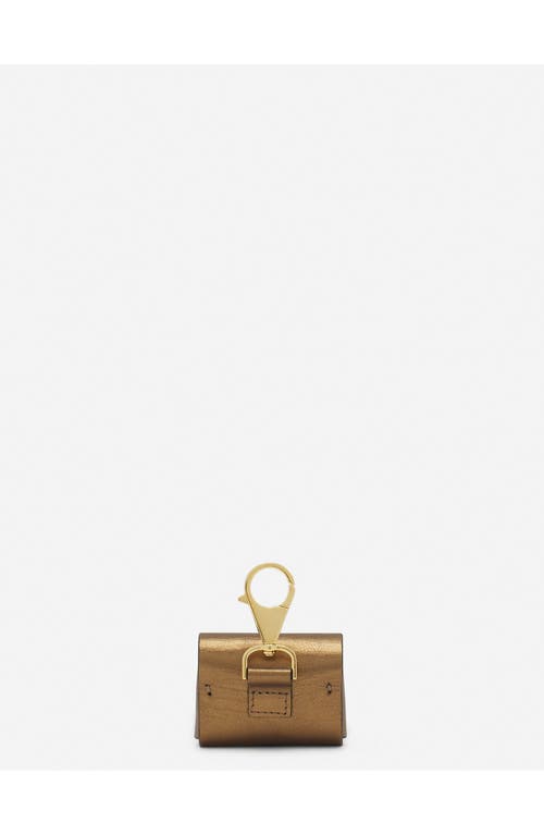 Lanvin Signature Case For Airpods Pro In Metallic Grained Leather In Bronze