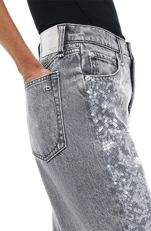 Rag & Bone Shea Sequin High-rise Wide-leg Jeans In Silver