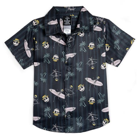 Nightmare Before Christmas Jack Skellington Short Sleeve Button-Down Shirt