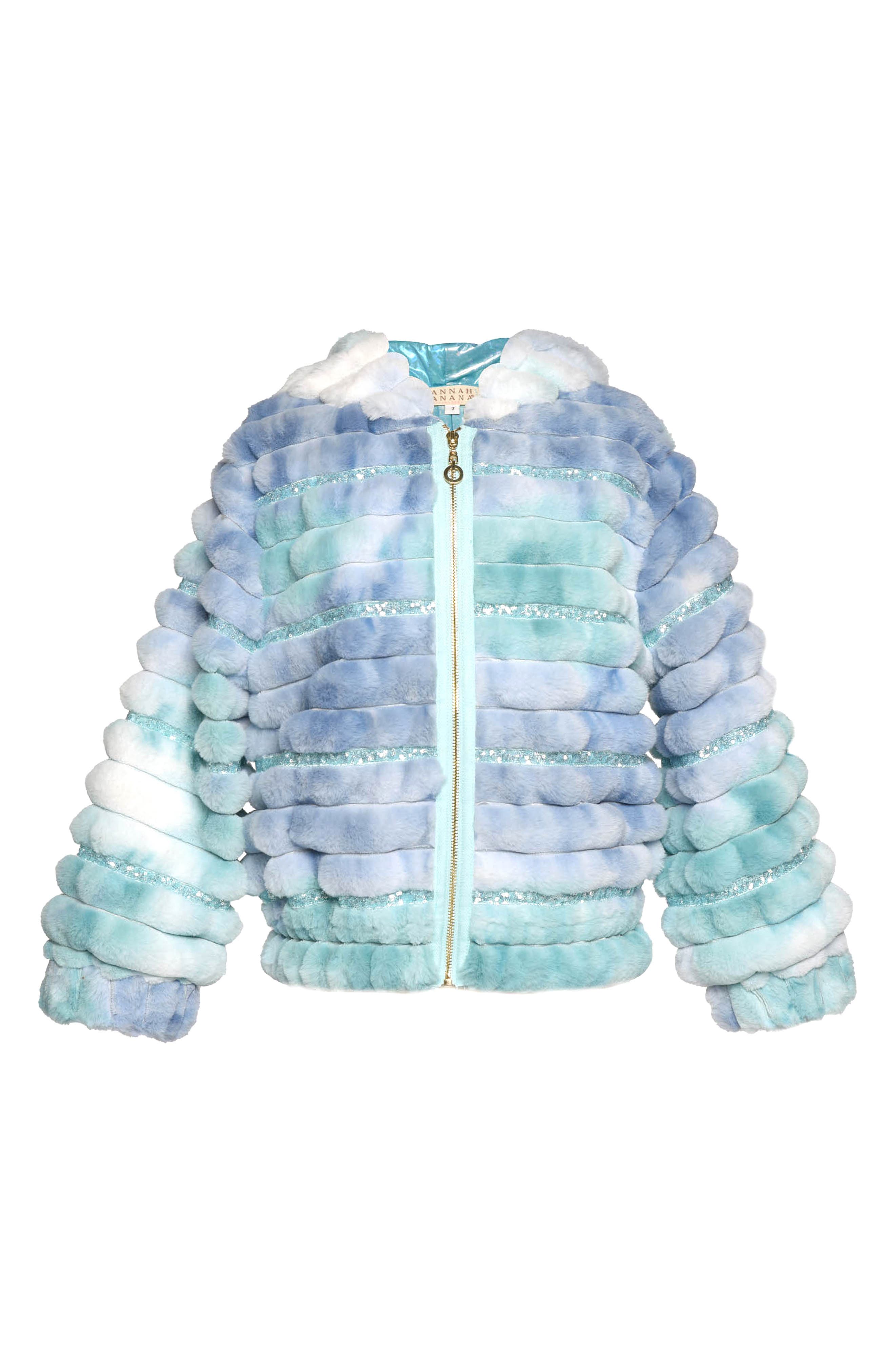 Kids' Tie Dye Quilted Faux Fur Hooded Jacket