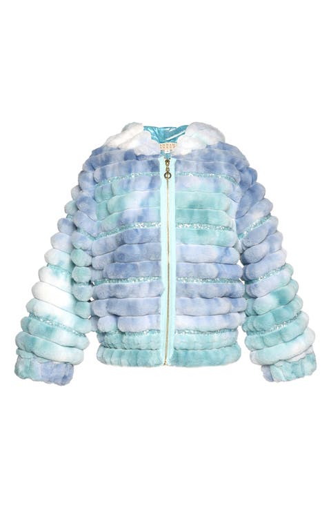 Kids' Tie Dye Quilted Faux Fur Hooded Jacket (Toddler & Little Kid)