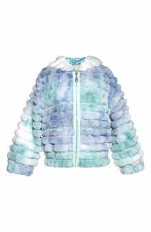 Kids' Tie Dye Quilted Faux Fur Hooded Jacket