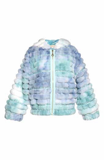 Kids' Tie Dye Quilted Faux Fur Hooded Jacket