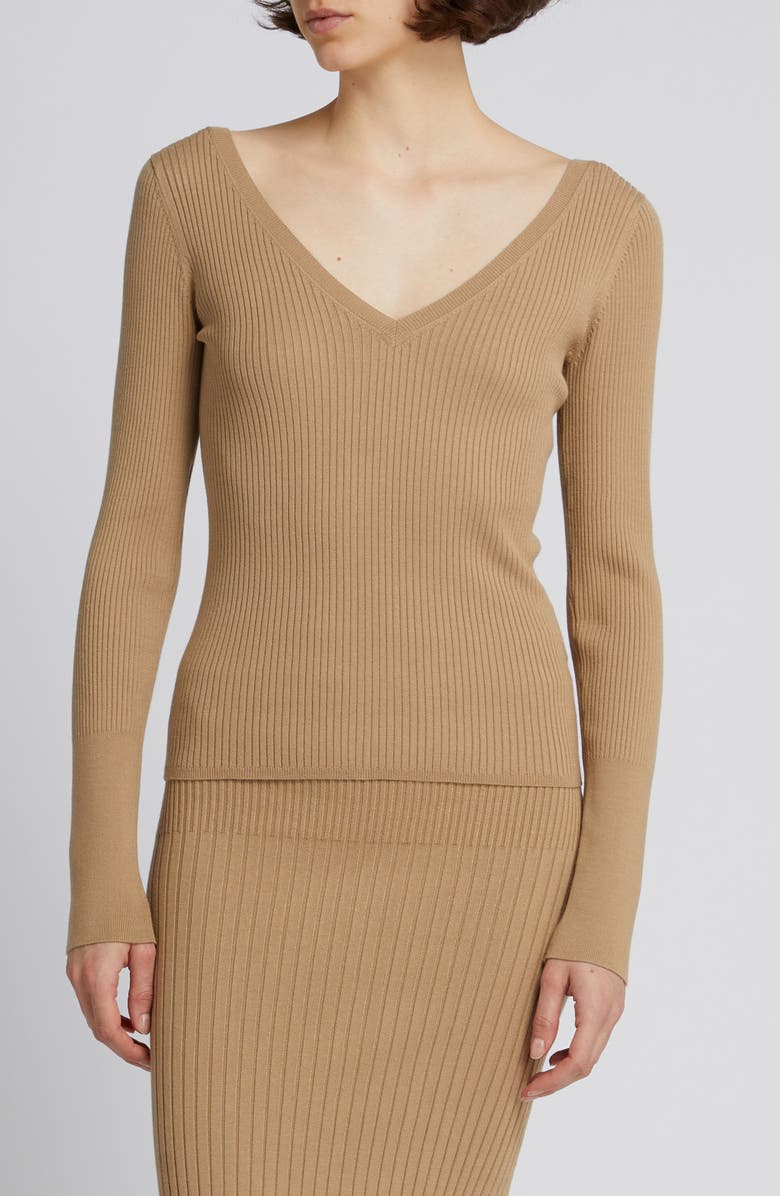 MM by Max Mara Salice Rib Sweater, Main, color, Beige