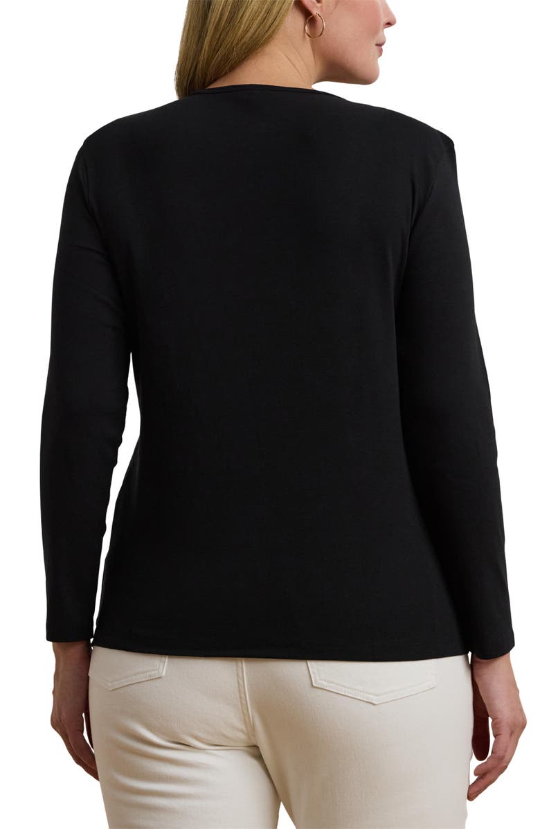 Lauren Ralph Lauren Katharin Rib Long Sleeve Stretch Cotton Top, Alternate, color, Polo Black
