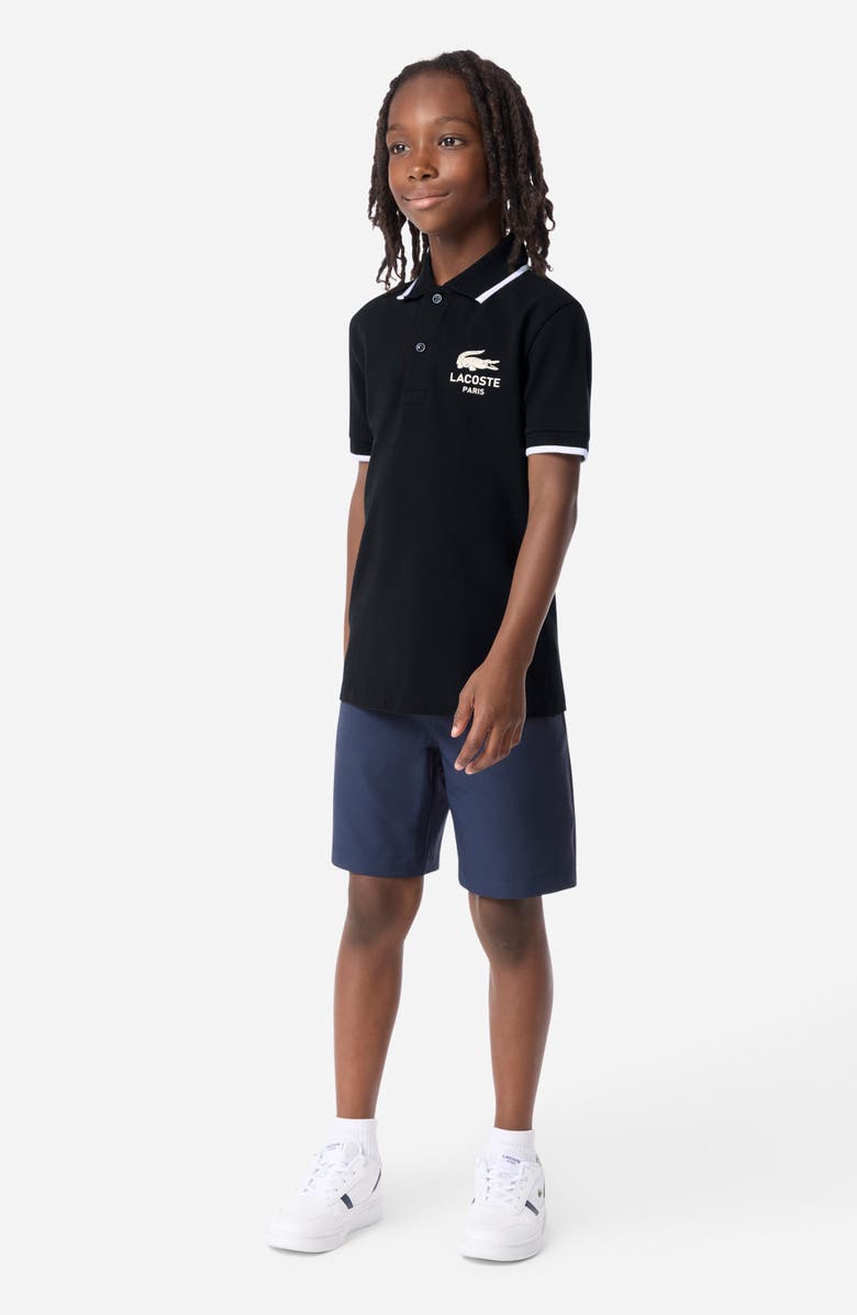 Lacoste Kids' Stretch Organic Cotton Piqué Polo, Alternate, color, Noir