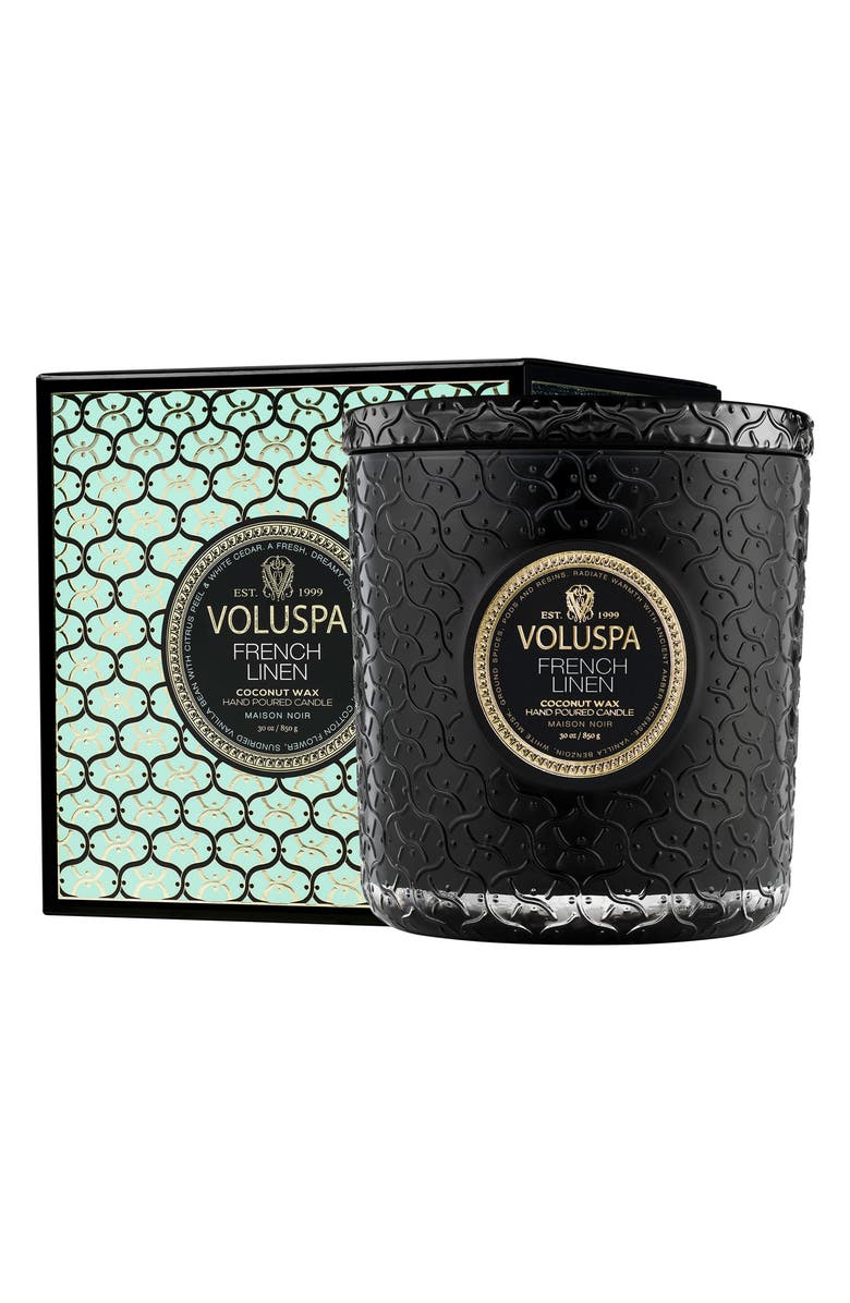 Voluspa French Linen Boxed Luxe Candle, Main, color, 