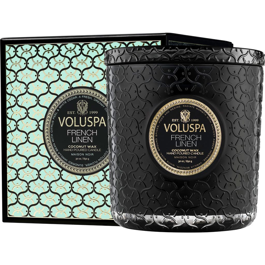 Voluspa French Linen Boxed Luxe Candle In Black