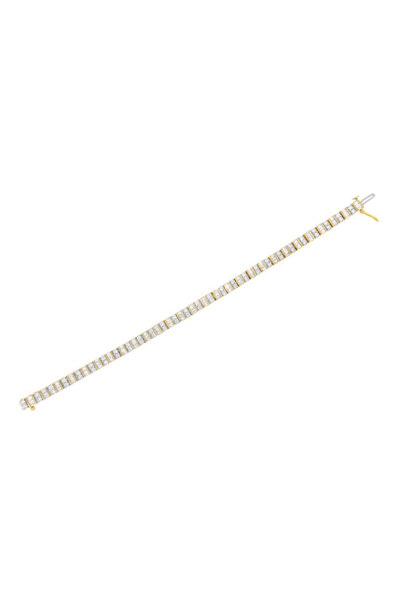 10K Yellow Gold 4.0 Cttw Baguette & Round Cut Diamond Bezel Tennis Bracelet, Alternate, color, Yellow