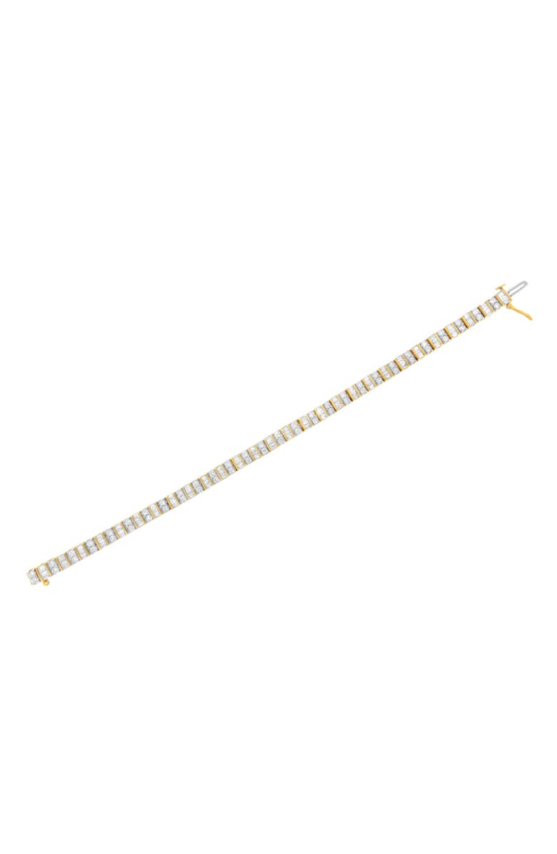 Haus of Brilliance 10K Yellow Gold 4.0 Cttw Baguette & Round Cut Diamond Bezel Tennis Bracelet, Alternate, color, Yellow