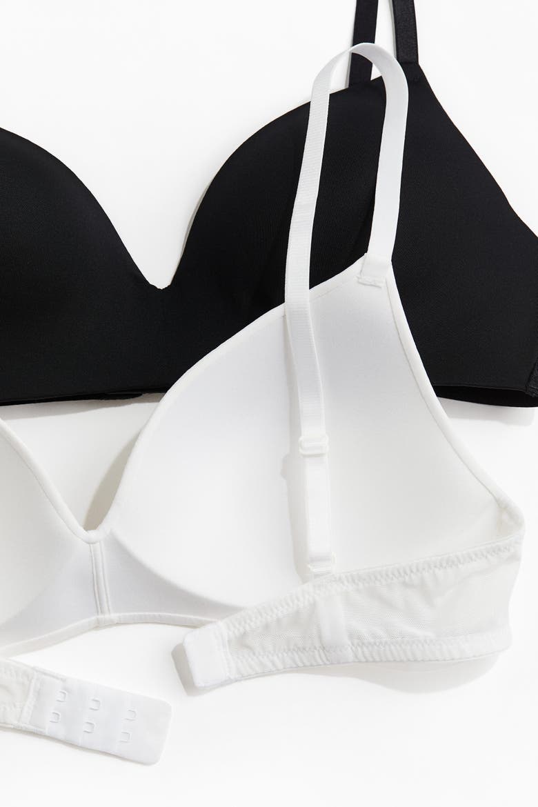 2-pack Microfibre Non-wired Bras, Alternate, color, Black/white