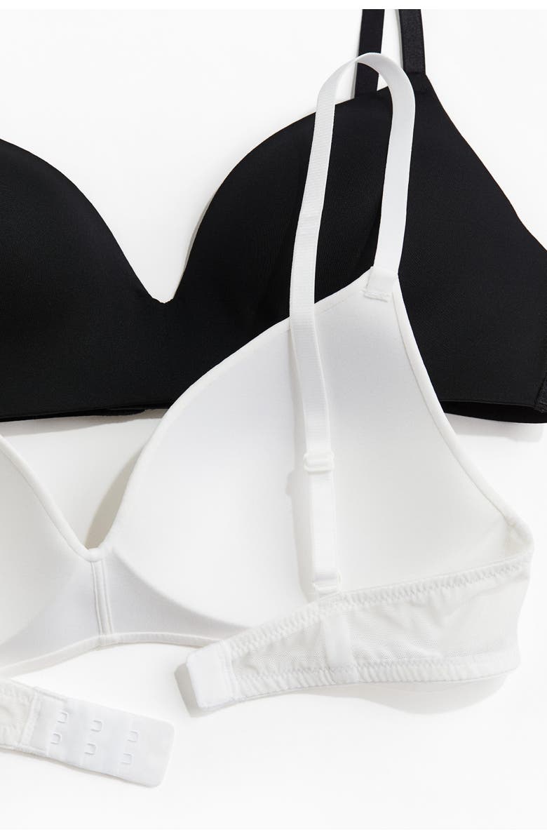 H&M 2-pack Microfibre Non-wired Bras, Alternate, color, Black/White