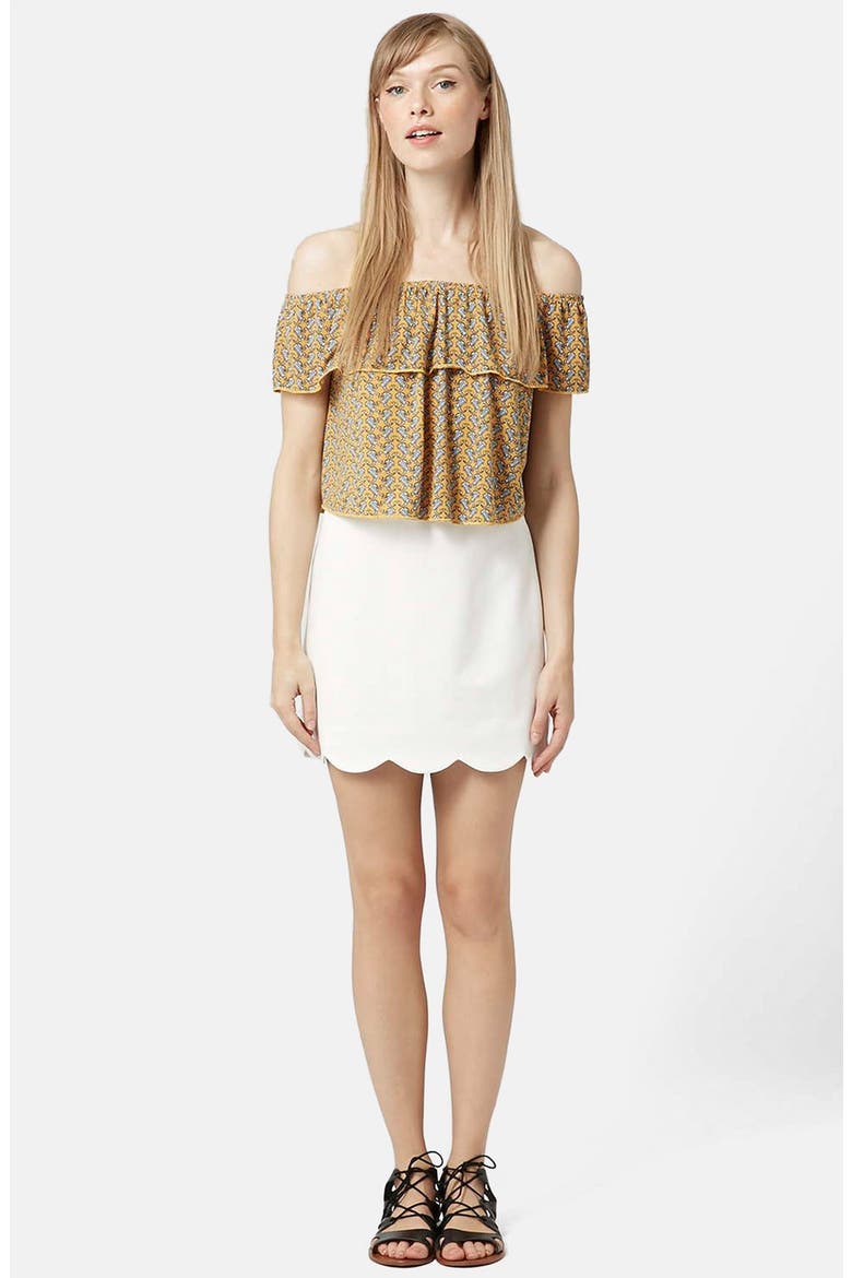 Scallop Hem Miniskirt, Alternate, color, WHITE