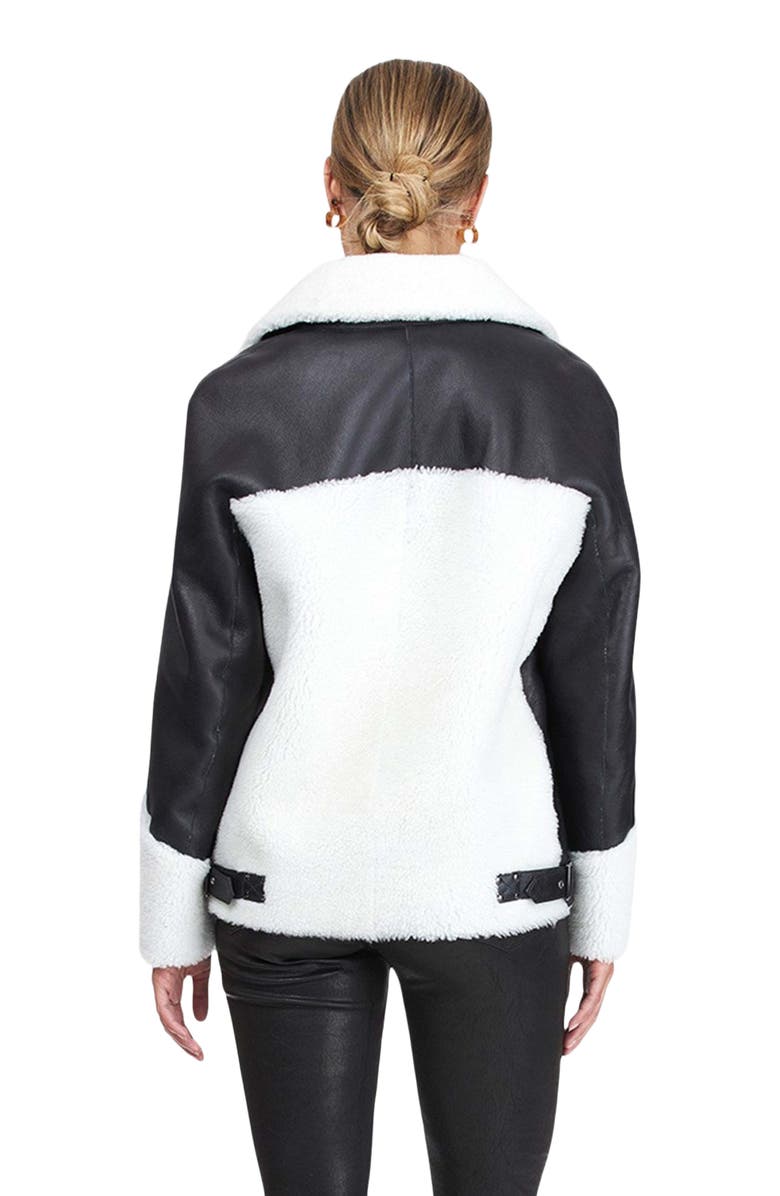 GORSKI Genuine Shearling Asymmetrical Zip Jacket, Alternate, color, Black/White