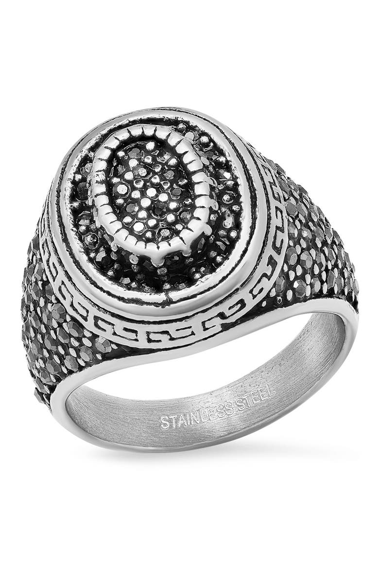 Black Crystal Bold Ring, Main, color, METALLIC