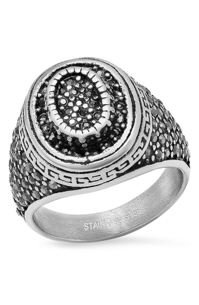 HMY JEWELRY Black Crystal Bold Ring, Main, color, 