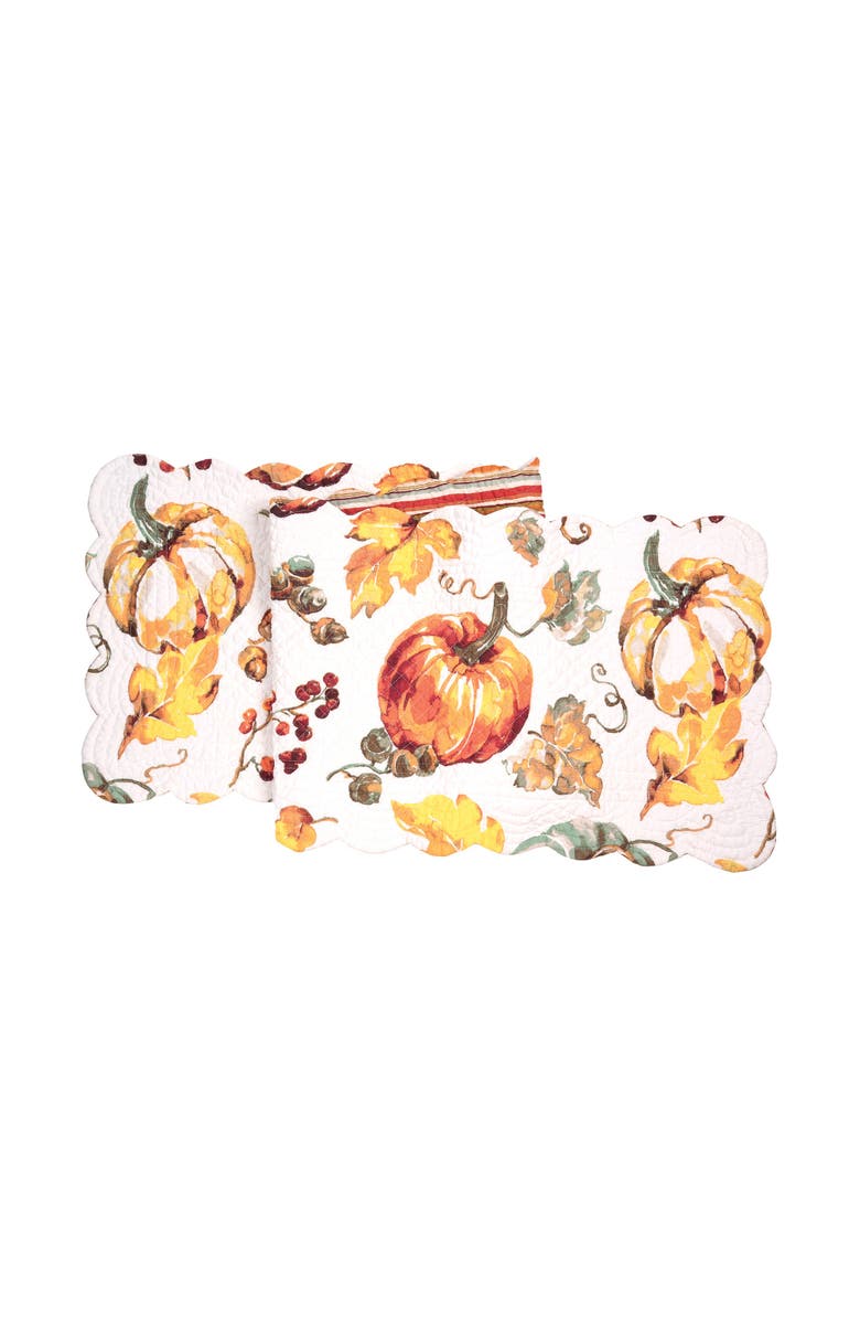 C&F Home Watercolor Pumpkin Quilted 100% Cotton Table Runner 14" x 51", Main, color, Orange