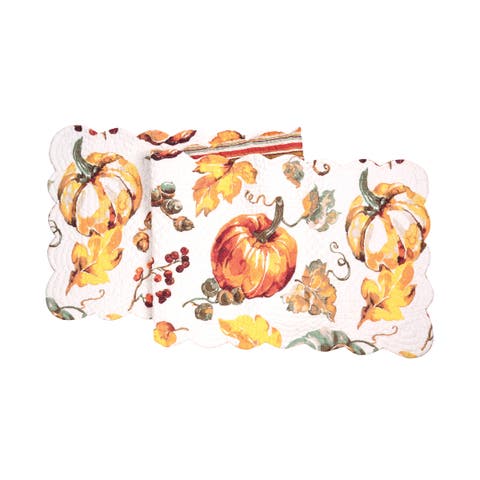 Watercolor Pumpkin Quilted 100% Cotton Table Runner 14" x 51"