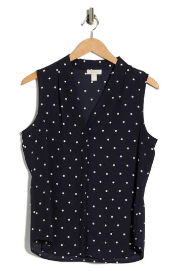 Nordstrom Rack V-neck Sleeveless Woven Shell Top In Black