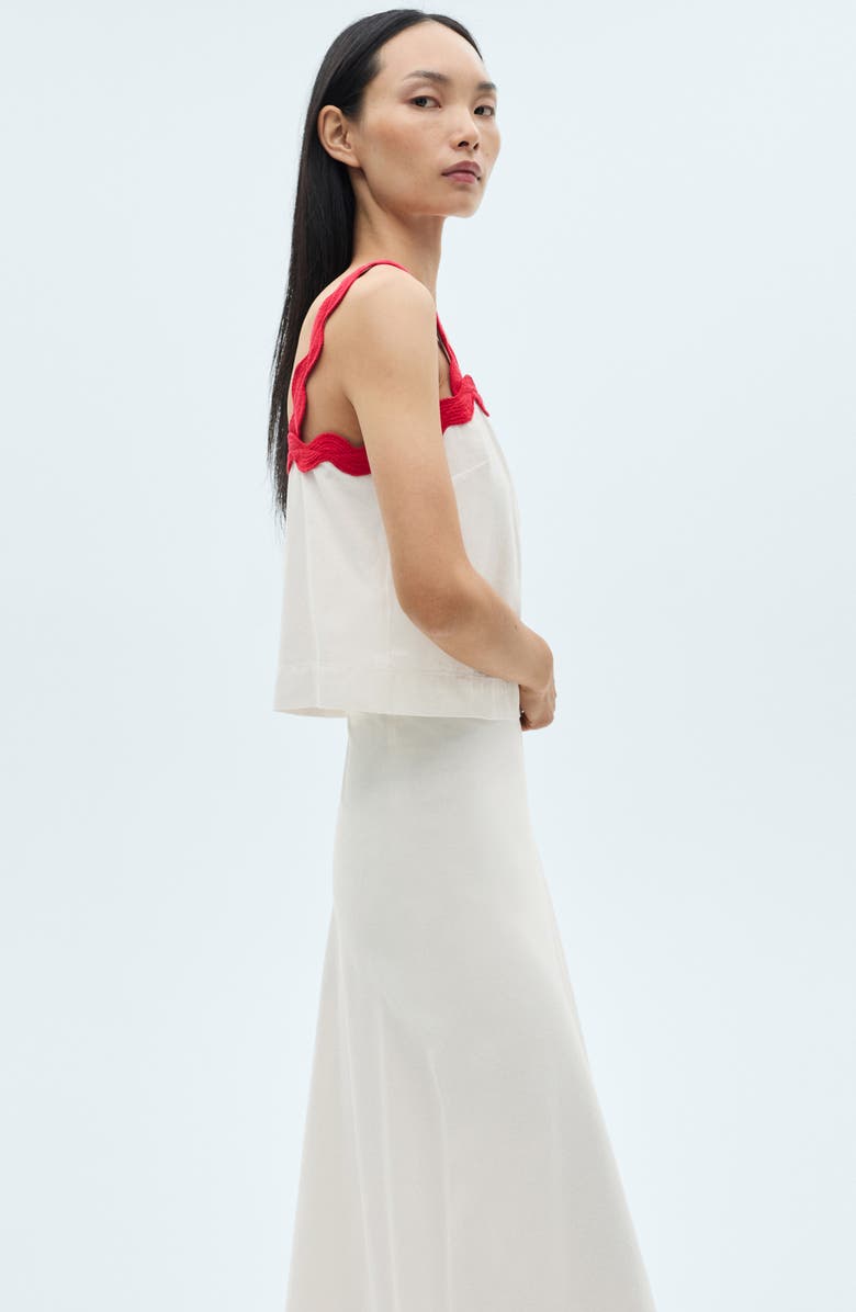 MANGO Contrast Trim Midi Skirt, Alternate, color, 