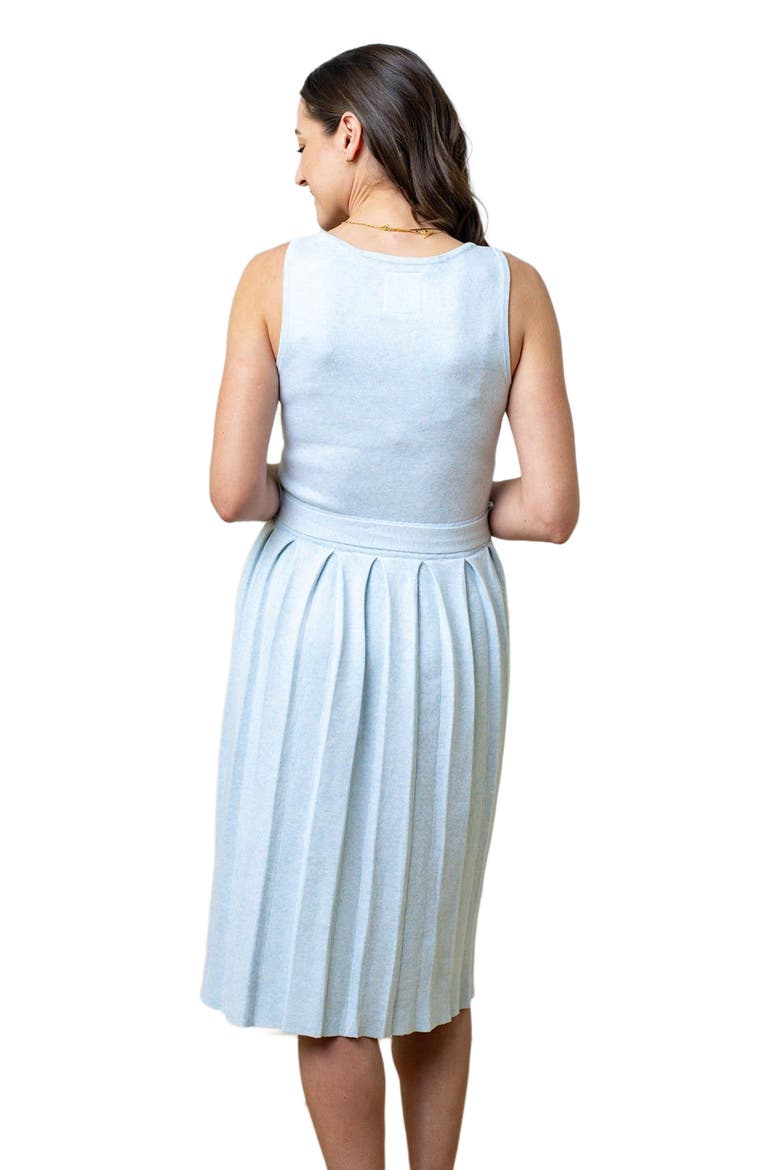 Women's Organic Pleated Sweater Knit Dress, Alternate, color, Light Blue Heather