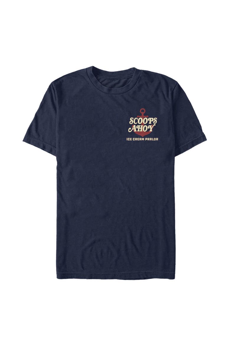 Men's Stranger Things Scoops Ahoy Ice Cream Parlor  Graphic T-Shirt, Main, color, Navy Blue